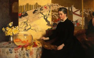 Lady With A Japanese Screen And Goldfish (the Artist's Mother) — James Cadenhead