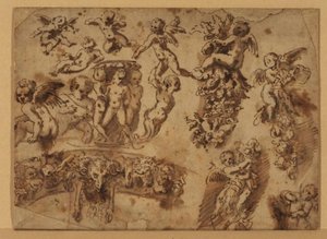 Sheet Of Studies Of Ornamental Motifs — Pietro Da Cortona