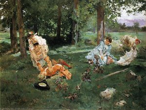 Elegant Figures In A Summer Garden — Emilio Sala Y Frances