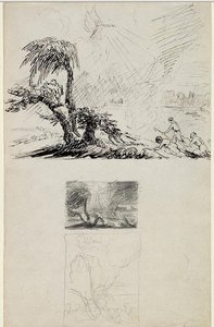 Three Sketches For The Annunciation To The Shepherds — Thomas Cole