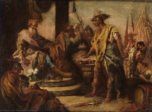 Mucius Scaevola Puts His Hand Into The Fire In Front Of The Etruscan Prince Porsenna. — Francesco Fontebasso