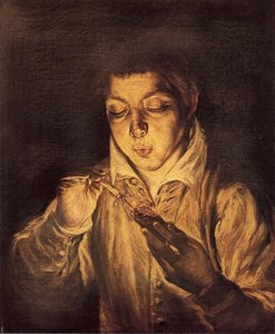 Un Chico Encendiendo Velas (un Chico Soplando Una Brasa) — El Greco
