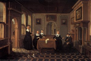 A Company In An Interior — Bartholomeus Corneliszoon Van Bassen