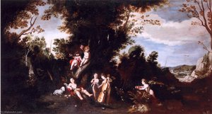 Paisaje Con San Juan Bautista Niño Dormido — Antonio Del Castillo Y Saavedra