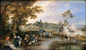 Landscape With Figures And A Village Fair — Adriaen Jansz Van De Venne