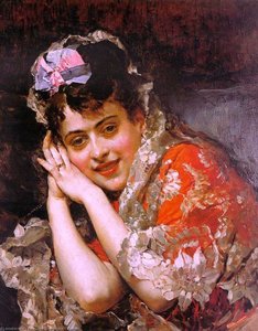 The Model Aline Masson With A White Mantilla — Raimundo De Madrazo Y Garreta