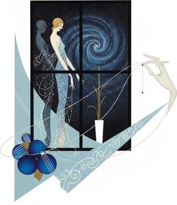 Celestial Hand Guiding The Crimson Thread Through A Midnight Spiral — Valentin Laurent De Courcey