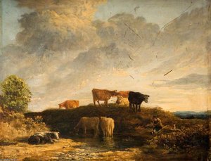 Cows At A Watering Place — James Stark
