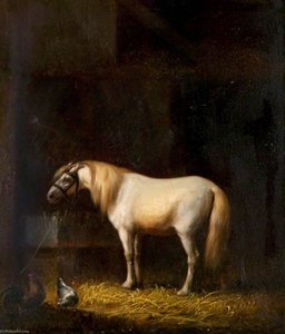 A Horse Feeding In A Stable — Ežėn Josė Just Verbokhovenas