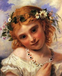 Young Girl With A Garland Of Marguerites — Sophie Gengembre Anderson