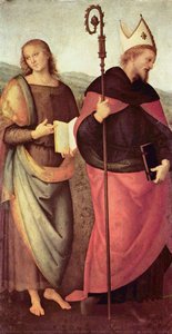 Altarpiece Of St. Augustine - Scene John The Tufer And The St. Augustine — Pietro Perugino (pietro Vannucci)