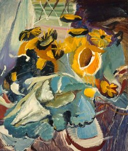 Sunflowers And Blue Jar — Ivon Hitchens
