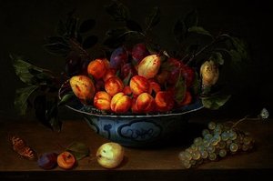 A Still Life Of Plums And Apricots — Jacob Van Hulsdonck