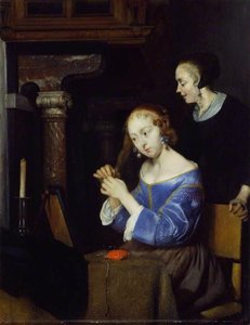 A Lady Dressing Her Hair — Gerard Ter Borch Noorem