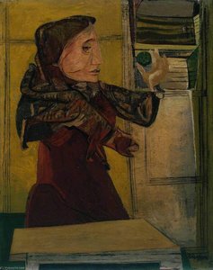 Woman With Leaping Cat — Robert Colquhoun
