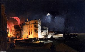 Nocturnal Celebrations In Via Eugenia At Venice — Ippolito Caffi
