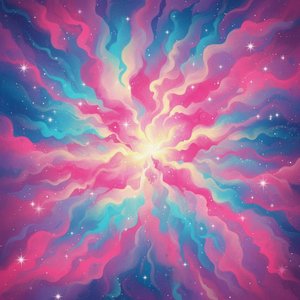 Celestial Radiance: A Singular Explosion Of Magenta Light And Ethereal Cosmic Flow — Isabelle Dupuis
