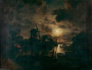 River Scene In Holland — John Berney Crome