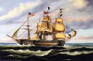 Ships Meeting At Sea: The British Queen And An American Packet — Thomas Chambers