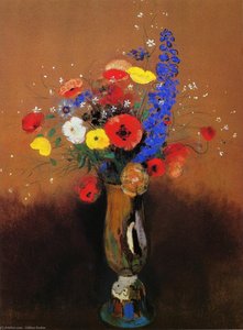 Wild Flowers In A Long-necked Vase — Odilon Redon