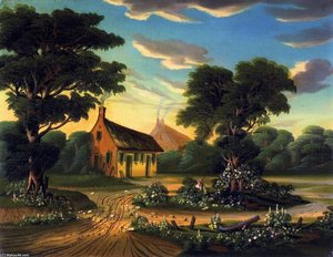 Cottages In A Landscape (also Known As The Birthplace Of Burns) — Thomas Chambers