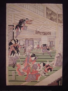 Ronins Attack On The House Of Lord Kira (left Panel Of A Triptych) — Utagawa Kunisada