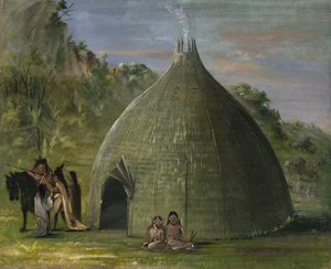 Wichita Lodge, Thatched With Prairie Grass — George Catlin