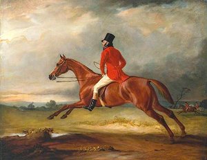 Major Healey, Wearing Raby Hunt Uniform, Riding With The Sedgefield Hunt — Sr John E Ferneley