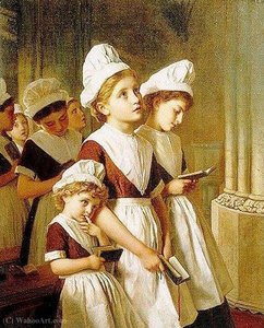 Young Girls At Prayer In The Chapel — Sophie Gengembre Anderson
