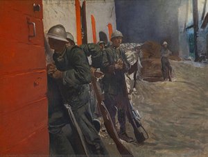 Sulla Strada Di Giavera Durante Il Bombardamento — Giulio Aristide Sartorio