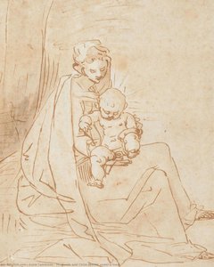 Madonna And Child Seated Under A Tree — Luca Cambiaso
