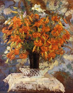 Still Life With Day Lilies In A Lattice-work Bowl — Jacques-émile Blanche