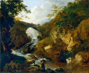 Fishermen By A Stream In A Rocky Landscape — ბენჯამინ ბარკერი Ii