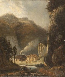 Subalpine Valley Scenery With A Village Below — Henrietta Georgiana Maria Lascelles Iremonger Chatterton