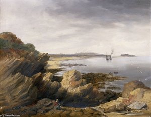 St. Mary's Island From Whitley Rocks — John Wilson Carmichael