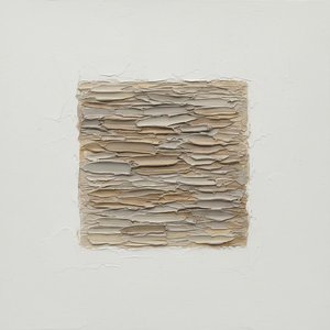 Monolithic Serenity: A Sculptural Study In Textured Taupe And Minimalist Relief — David Moreau