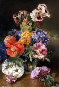 Roses, Poppy And Pelargonia — James Holland