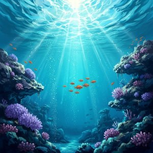 Radiant Descent Through Cerulean Depths Amidst Golden Sunbeams And Silent Coral Shadows — Christian Noiret