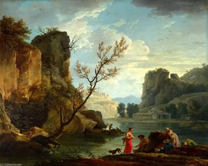 A River With Fishermen — Claude-joseph Vernet