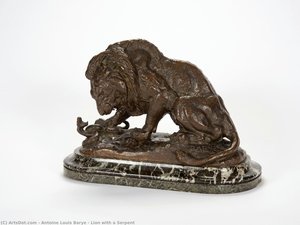 Leone Con Un Serpente — Antoine-louis Barye