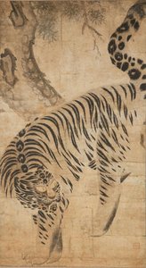 Pine Tree And Tiger Painting — Kim Hong-do