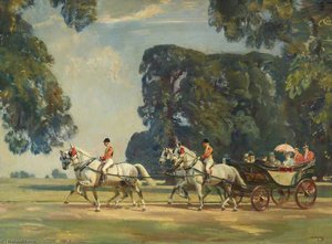 The Royal Carriage Entering The Long Walk, Windsor, On The Return From The Ascot Races, 1925 — Alfred Munnings