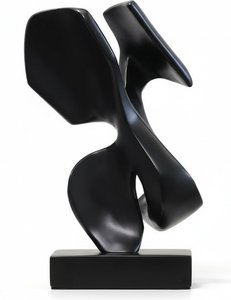 Black Resin Abstract Sculpture - Modern Minimalist Form