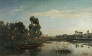 Morning View Of The Banks Of The River Oise In Auvers — Silva Porto