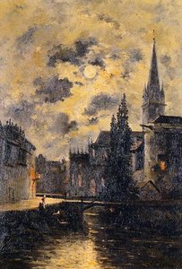 A Moonlit Canal — Stanislas Lépine