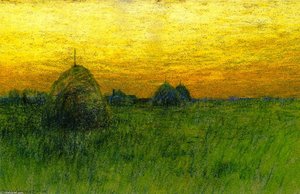 Haystacks At Sunset — Charles Warren Eaton