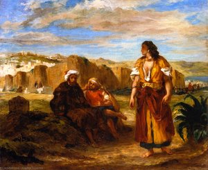 View Of Tangier With Two Seated Arabs — Eugène Delacroix