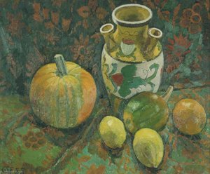 Still Life With A Jug, Pumpkin And Fruit — Geoffrey Scowcroft Fletcher