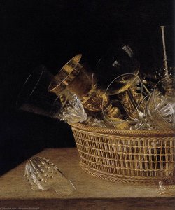 Still-life Of Glasses In A Basket (detail) — Sébastien Stoskopff