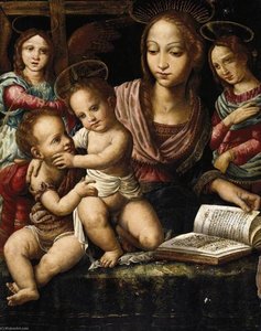 Virgin And Child With The Infant St John The Baptist, Attended By Angels — Fernando Llanos